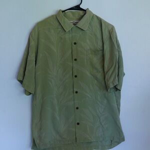 Tommy Bahama Olive Green Leaf Pattern Shirt